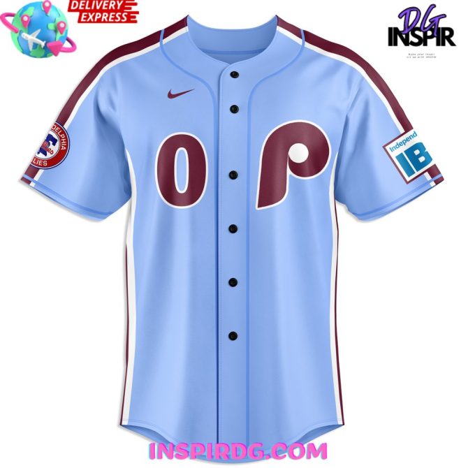 Philadelphia Phillies Nike Light Blue Custom Baseball Jersey - Image 2