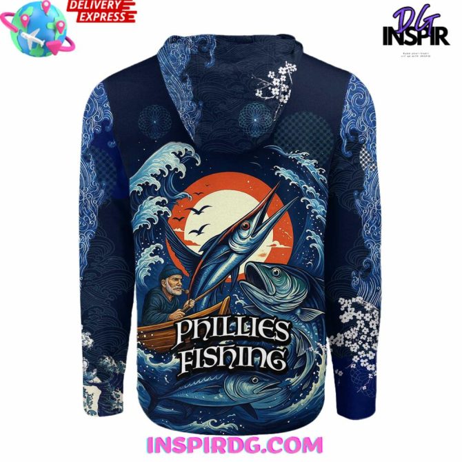 Philadelphia Phillies X Wave Hunter Fishing Limited All Over Print Hoodie - Image 3