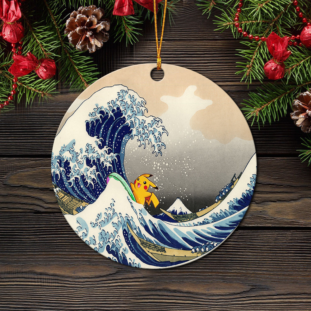 Pikachu The Great Wave Japan Pokemon Ceramic Ornament Perfect Gift For Holiday - Image 2