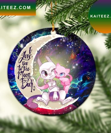 Pokemon Couple Mew Mewtwo Love You To The Moon Galaxy Mica Circle Ornament Perfect Gift For Holiday