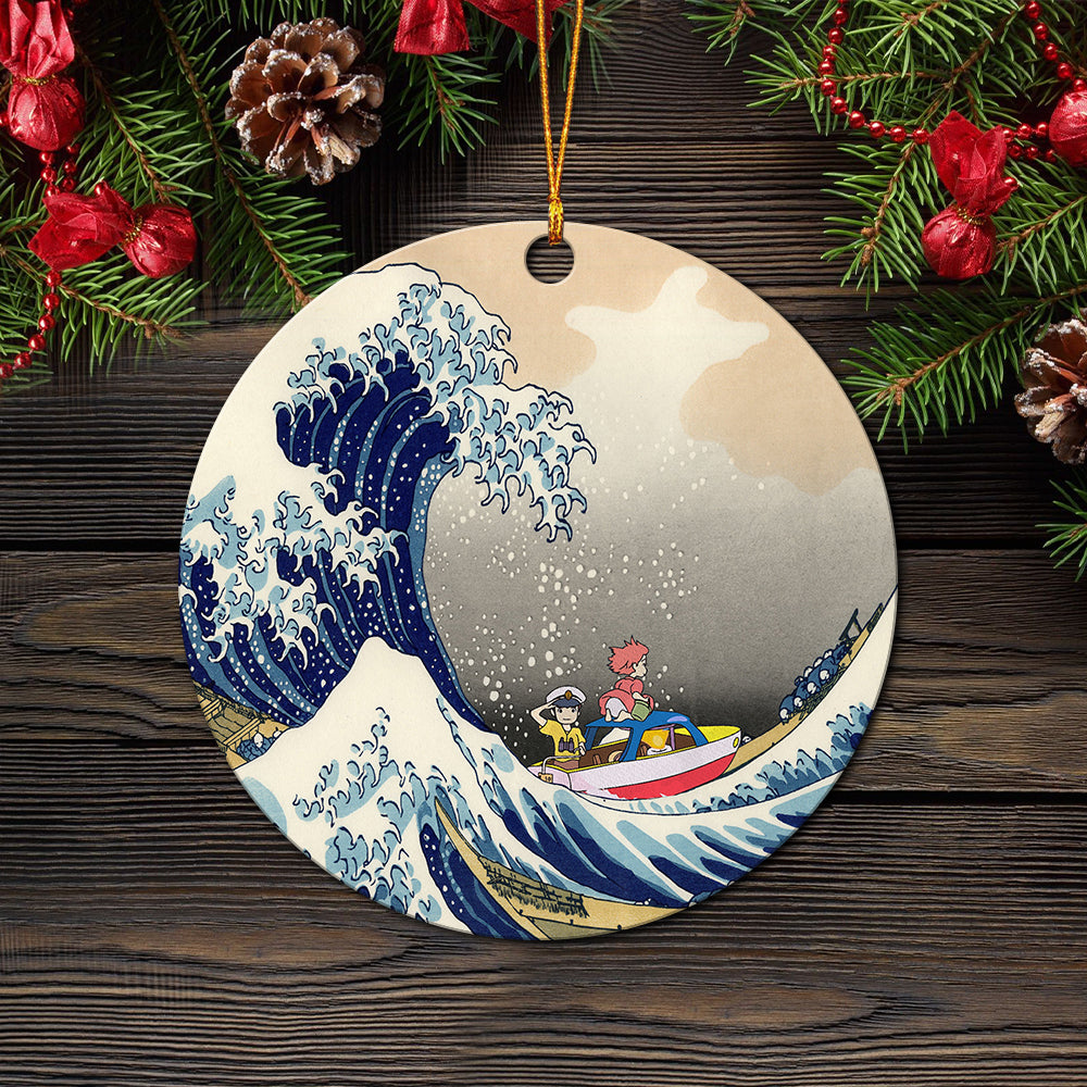 Ponyo On The Cliff By The Sea The Great Wave Japan Pokemon Ceramic Ornament Perfect Gift For Holiday - Image 2