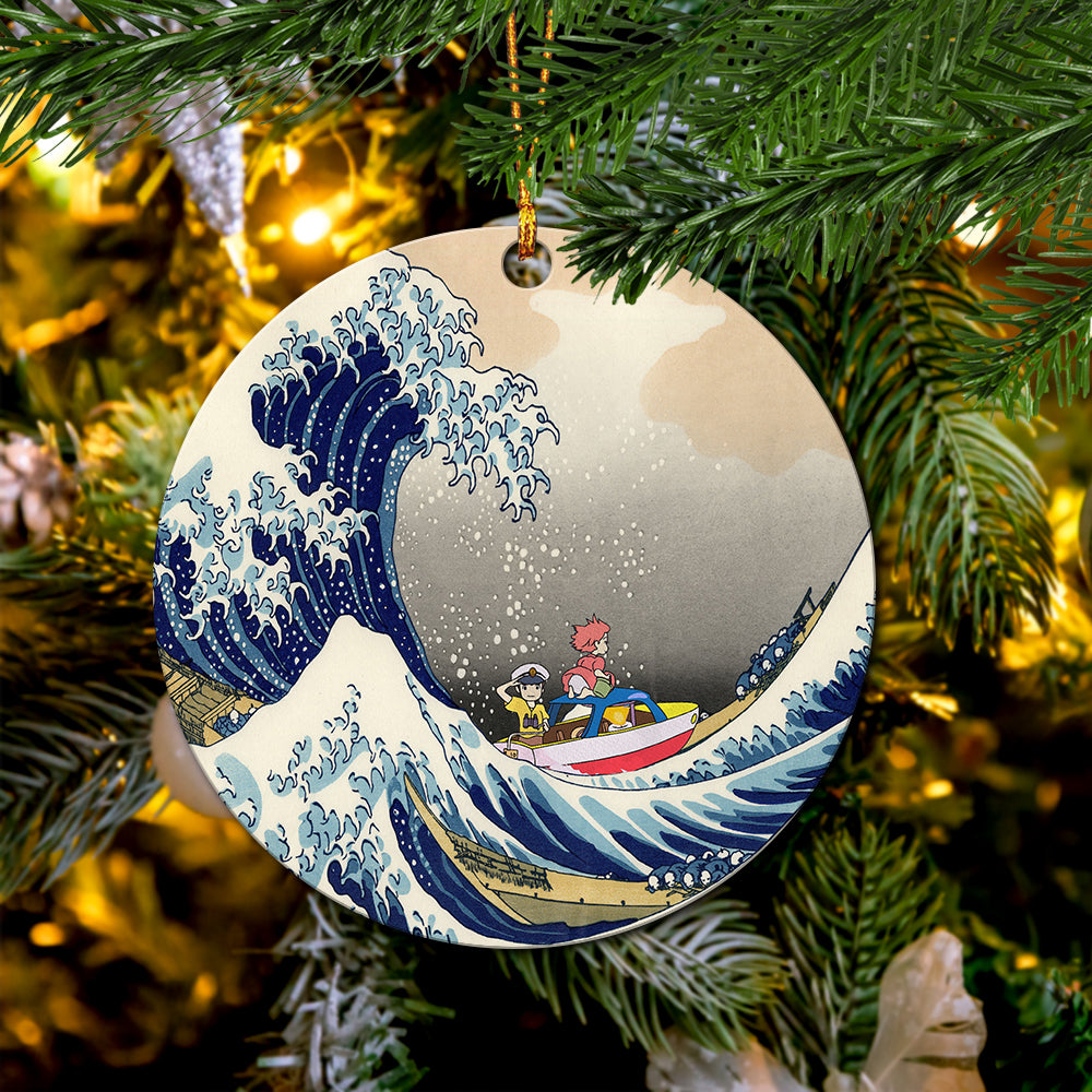 Ponyo On The Cliff By The Sea The Great Wave Japan Pokemon Ceramic Ornament Perfect Gift For Holiday - Image 3