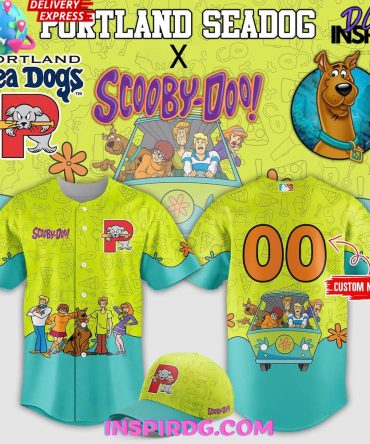 Custom Scooby-Doo X Portland Sea Dogs Jersey & Cap Set - Vibrant Design, Fast Delivery!