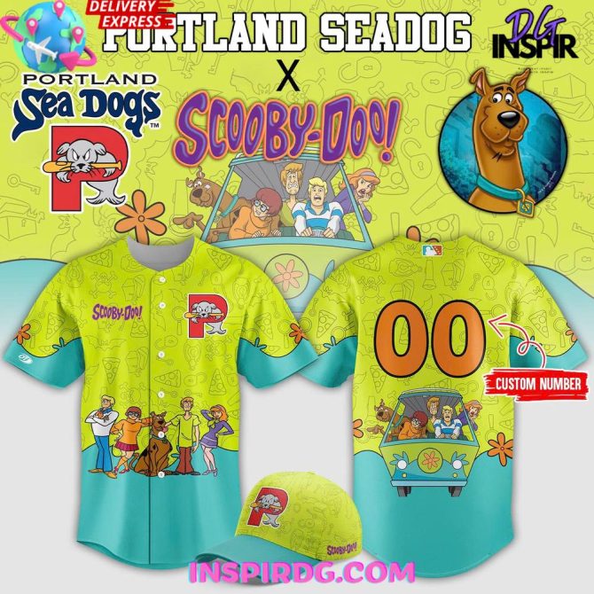 Custom Scooby-Doo X Portland Sea Dogs Jersey & Cap Set - Vibrant Design, Fast Delivery!