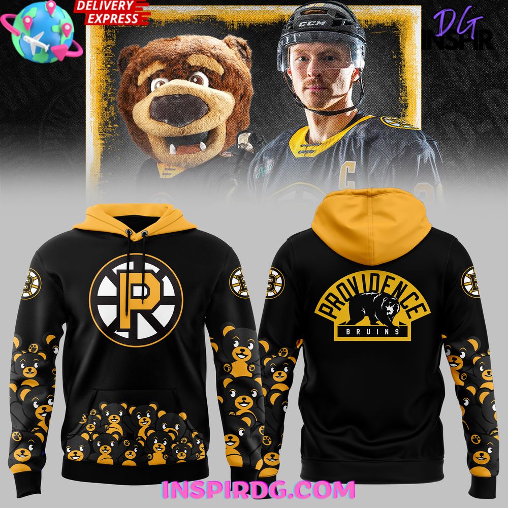 Providence Bruins Teddy Bear Black All Over Print Hoodie, 3D Hoodie