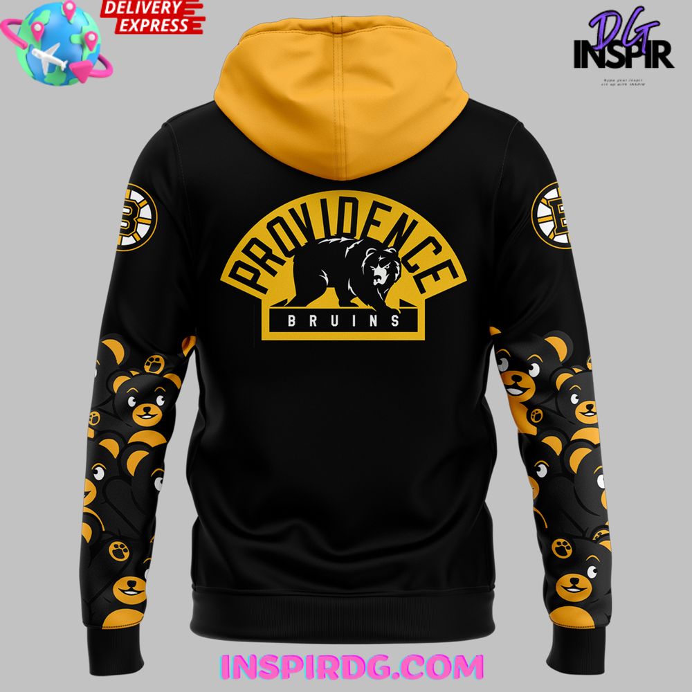 Providence Bruins Teddy Bear Black All Over Print Hoodie, 3D Hoodie - Image 3