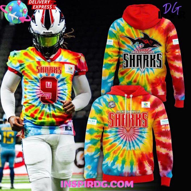 Jacksonville Sharks Tie-Dye 2025 All Over Print Hoodie