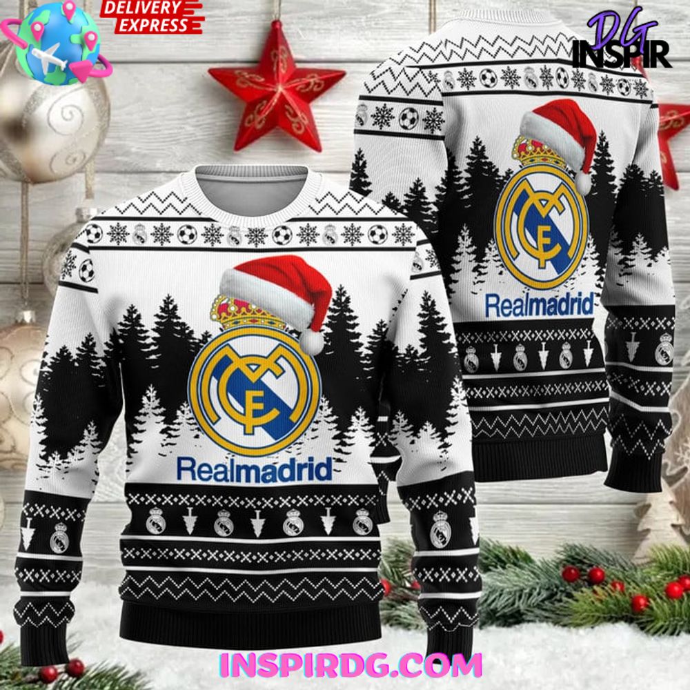 Real Madrid Merry Christmas Ugly Christmas Sweater - Image 2