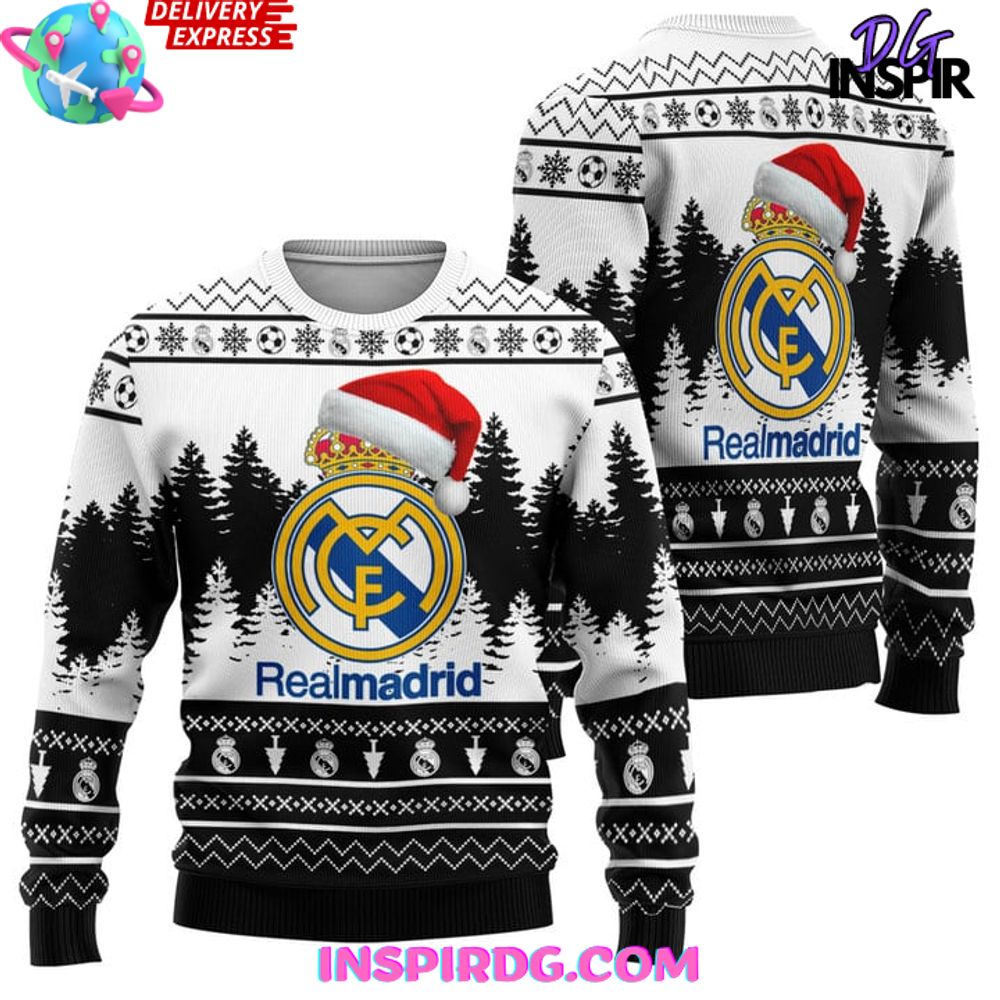 Real Madrid Merry Christmas Ugly Christmas Sweater - Image 3