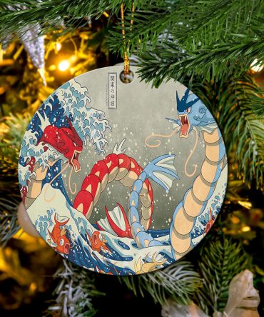 Red Vs Blue Gyarados Pokemon The Great Wave Japan Ceramic Ornament Perfect Gift For Holiday