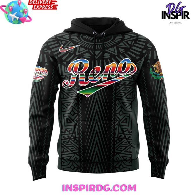 Reno Aces Mexican Heritage Night 2025 Black All Over Print Hoodie - Image 2
