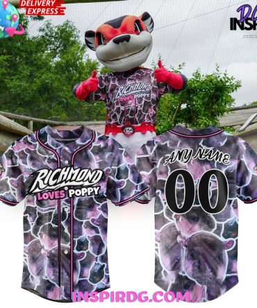 Richmond Flying Squirrels Loves Poppy Special Baseball Jersey
