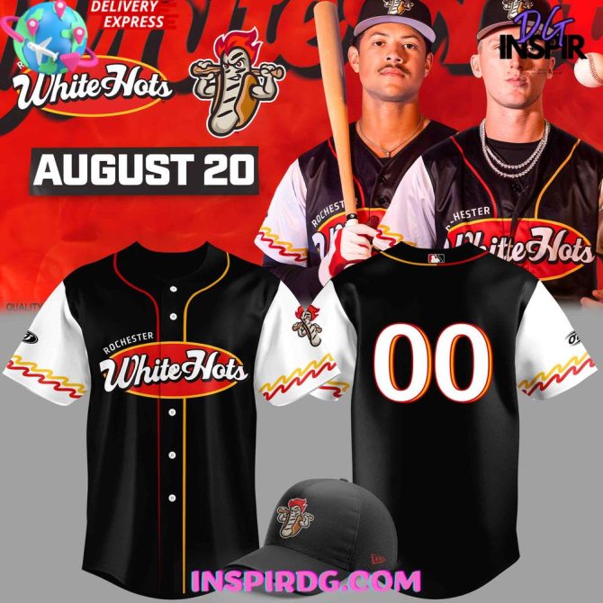 Rochester Whitehots Custom Baseball Jersey – Perfect For August 20 Fan Gear!