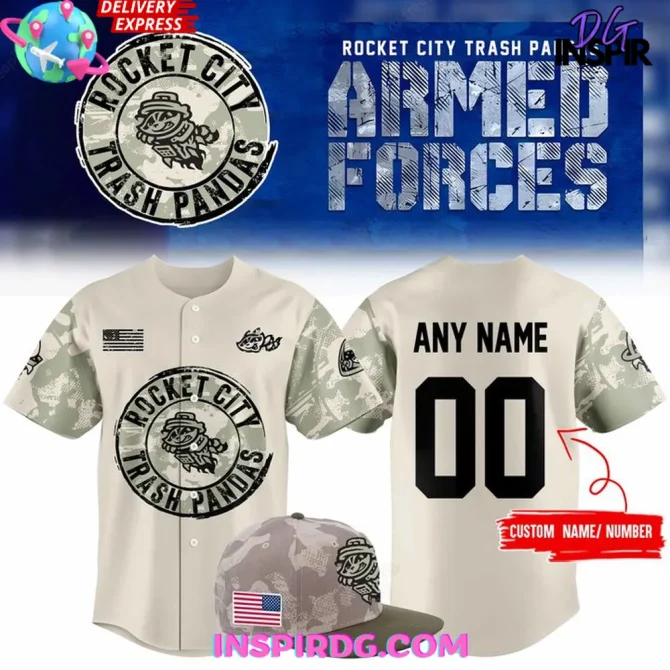 Rocket City Trash Pandas 2025 Armed Forces Baseball Jersey