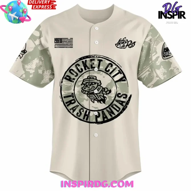 Rocket City Trash Pandas 2025 Armed Forces Baseball Jersey - Image 2