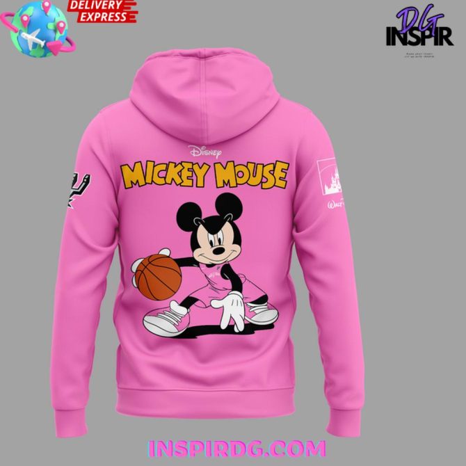 Disney Mickey Mouse San Antonio Spurs Pink Hoodie – Official Nba Fan Gear For Kids & Adults - Image 3