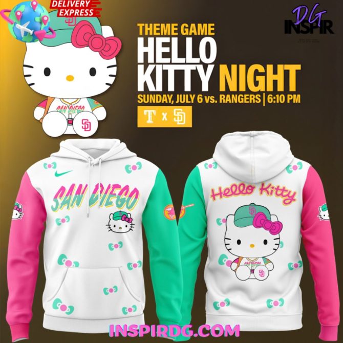 San Diego Padres Hello Kitty Night 2025 All Over Print Hoodie