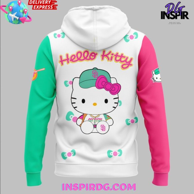San Diego Padres Hello Kitty Night 2025 All Over Print Hoodie - Image 3