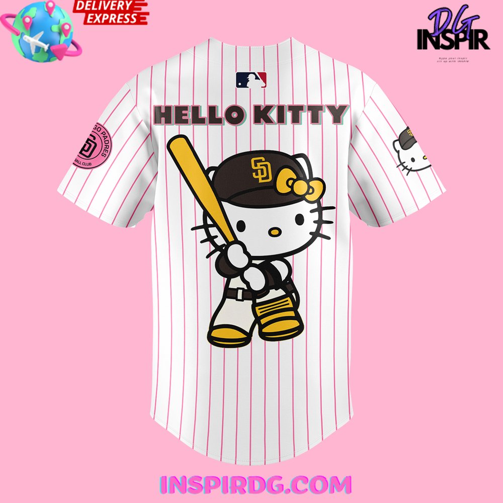 San Diego Padres X Hello Kitty Night 2024 Stripe Baseball Jersey - Image 3