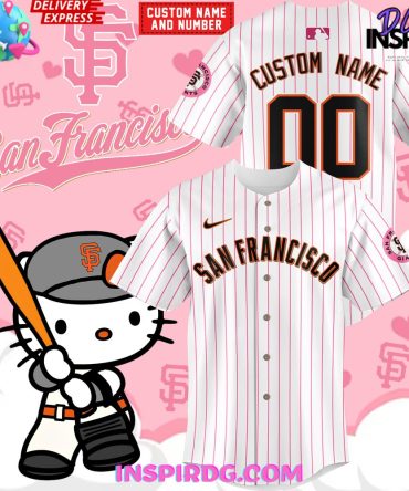 San Francisco Giants X Hello Kitty Night Custom Stripe Baseball Jersey