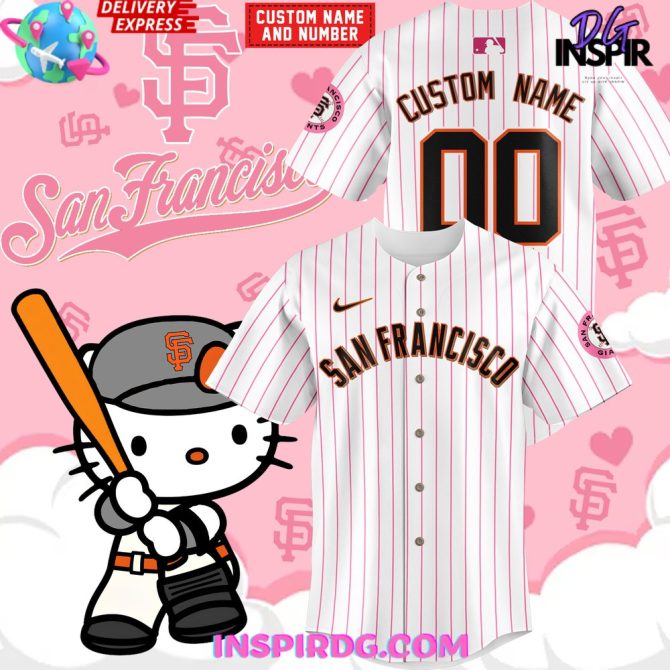 San Francisco Giants X Hello Kitty Night Custom Stripe Baseball Jersey