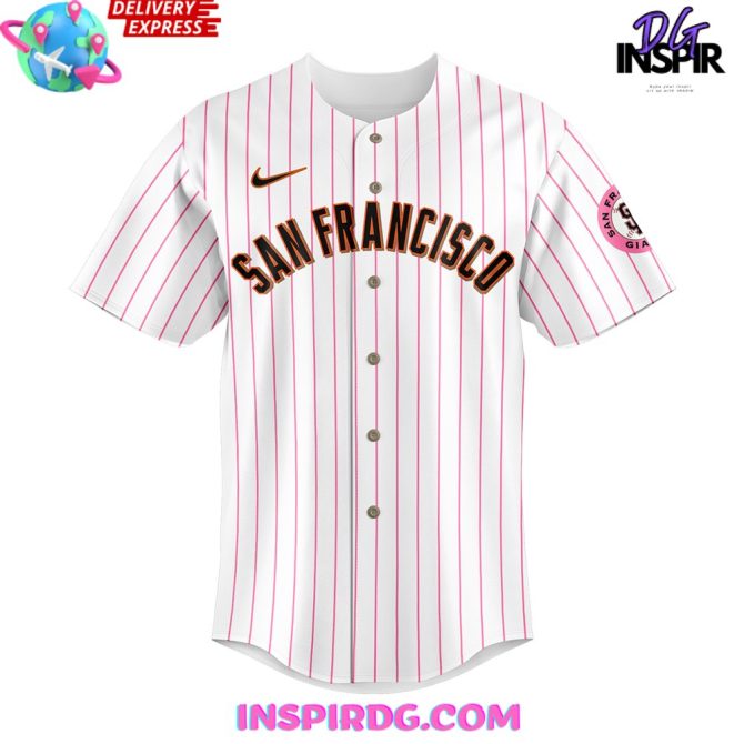 San Francisco Giants X Hello Kitty Night Custom Stripe Baseball Jersey - Image 2