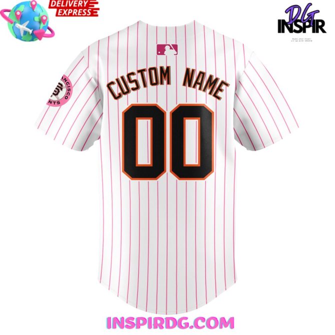 San Francisco Giants X Hello Kitty Night Custom Stripe Baseball Jersey - Image 3