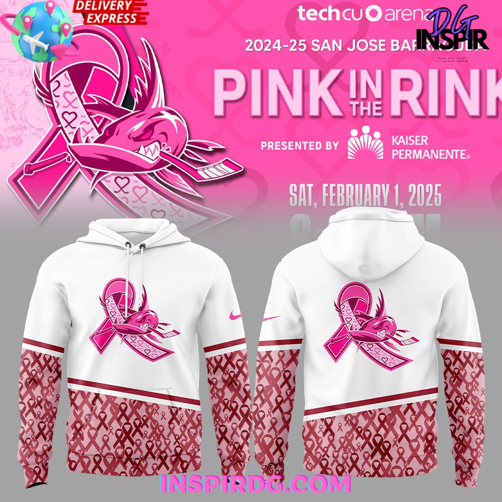San Jose Barracuda Pink In The Rink 2024-25 Hoodie