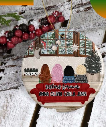 Sisters Girls Xmas Personalized Ornament