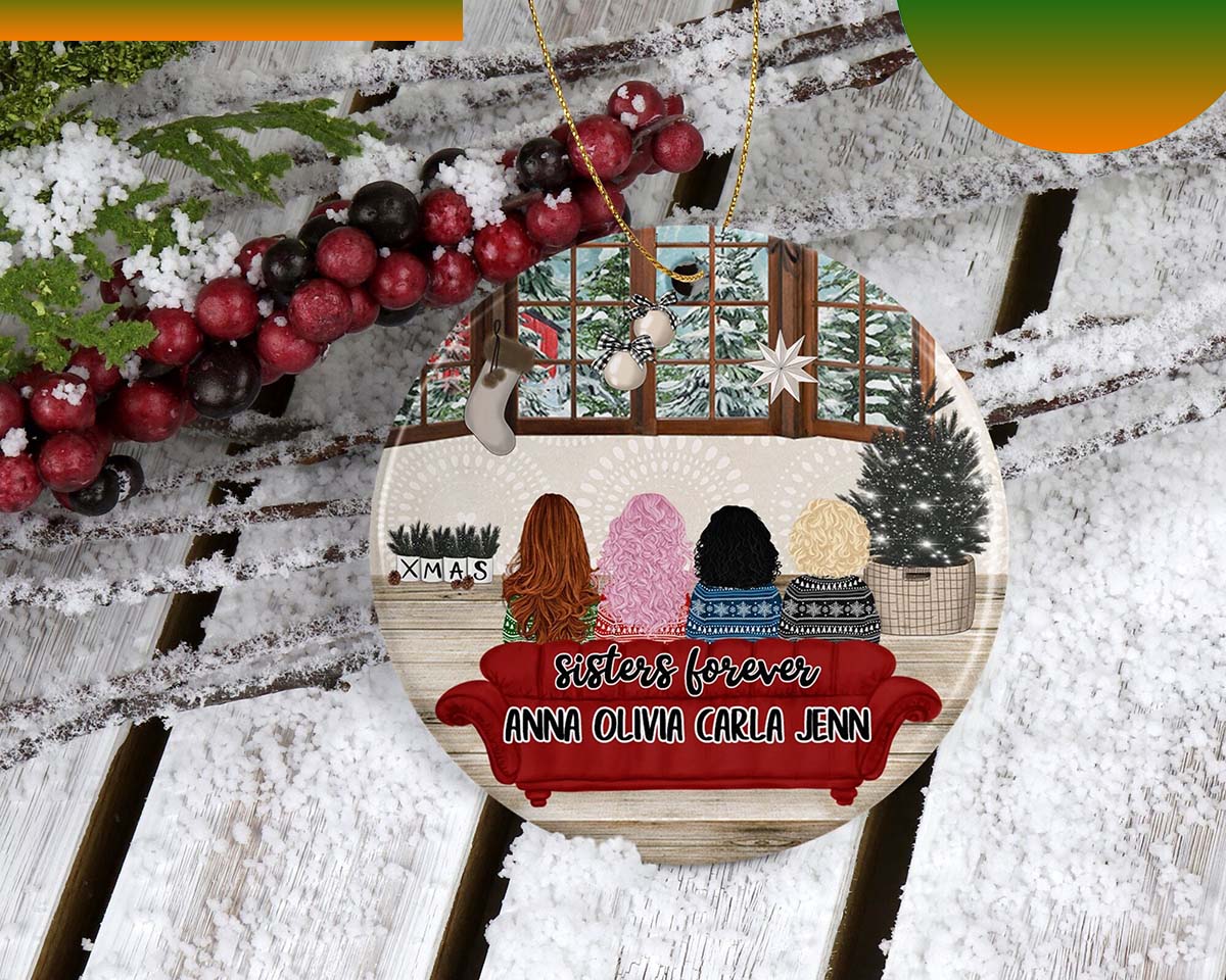 Sisters Girls Xmas Personalized Ornament