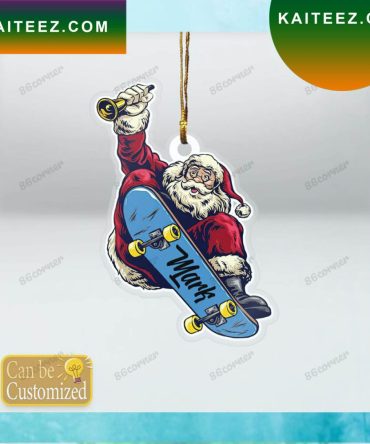 Skateboarding Santa Custom Christmas Ornament