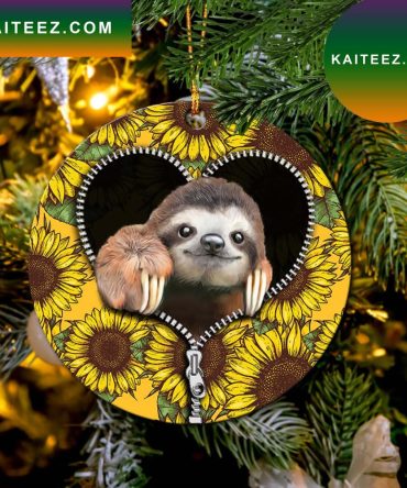 Sloth Cute Sunflower Zipper Mica Circle Ornament Perfect Gift For Holiday