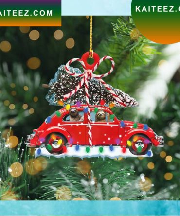 Sloth Drive Red Car Christmas Ornament Cute Christmas Vacation Christmas Ornament