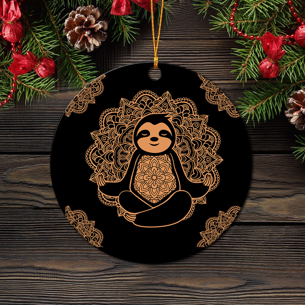 Sloth Mandala Yoda Ceramic Ornament Perfect Gift For Holiday - Image 2