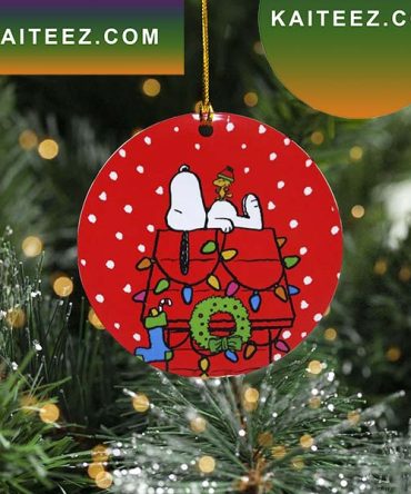 Snoopy Merry Christmas Red Background Christmas Snoopy Decor