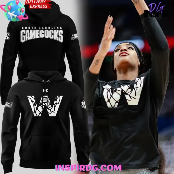 South Carolina Gamecocks March Madness 2025 Black All Over Print Hoodie