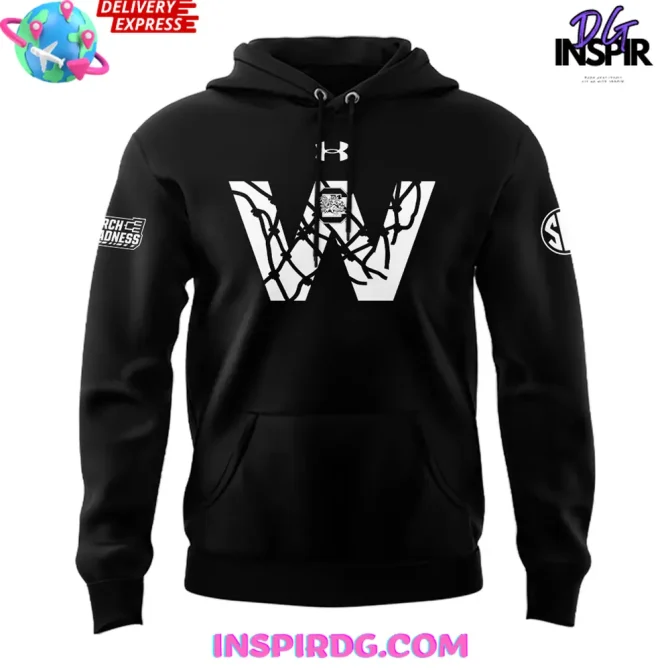 South Carolina Gamecocks March Madness 2025 Black All Over Print Hoodie - Image 2