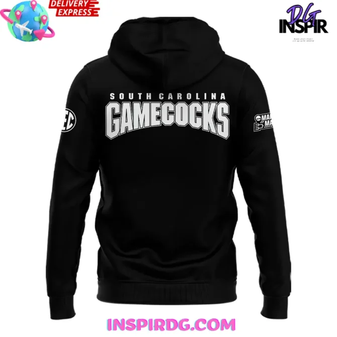 South Carolina Gamecocks March Madness 2025 Black All Over Print Hoodie - Image 3