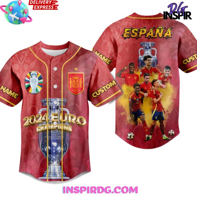 Spain Uefa Euro 2024 Champions Baseball Jersey - Image 2