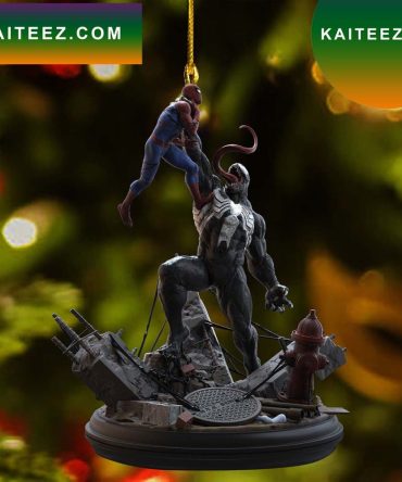 Spiderman And Venom Fighting Christmas Ornament