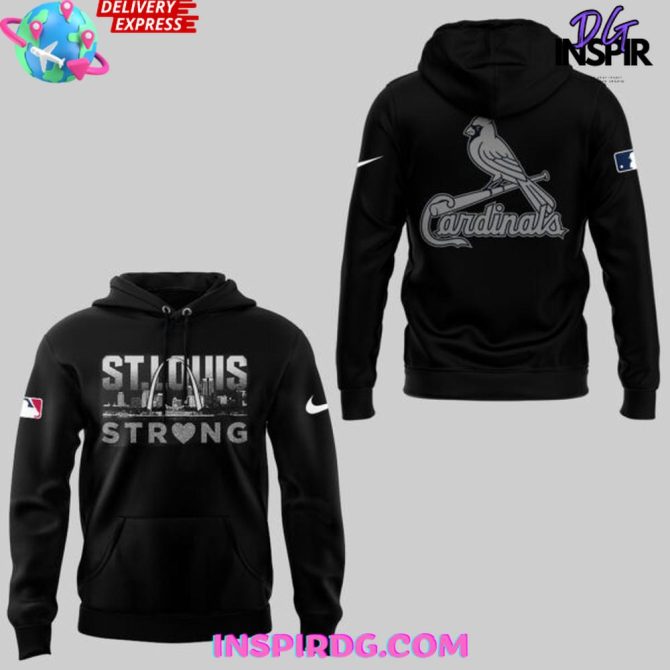 St. Louis Strong X Cardinals City Black Nike All Over Print Hoodie - Image 2