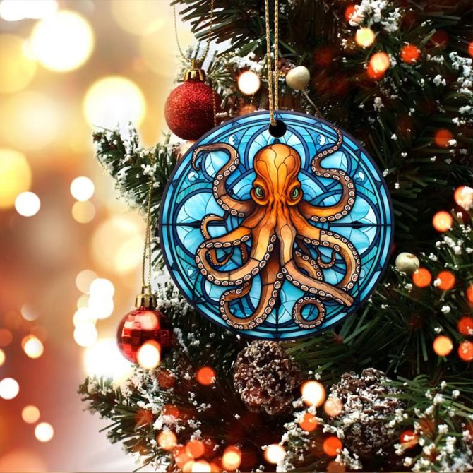 Ceramic Octopus Christmas Ceramic Ornament Perfect Gift For Holiday - Image 2