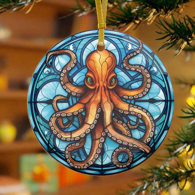 Ceramic Octopus Christmas Ceramic Ornament Perfect Gift For Holiday - Image 3