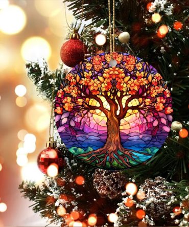 Red Ceramic Tree Of Life Christmas Ceramic Ornament Perfect Gift For Holiday