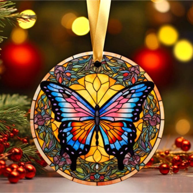 Butterfly Mica Christmas Ornament Perfect Gift For Holiday