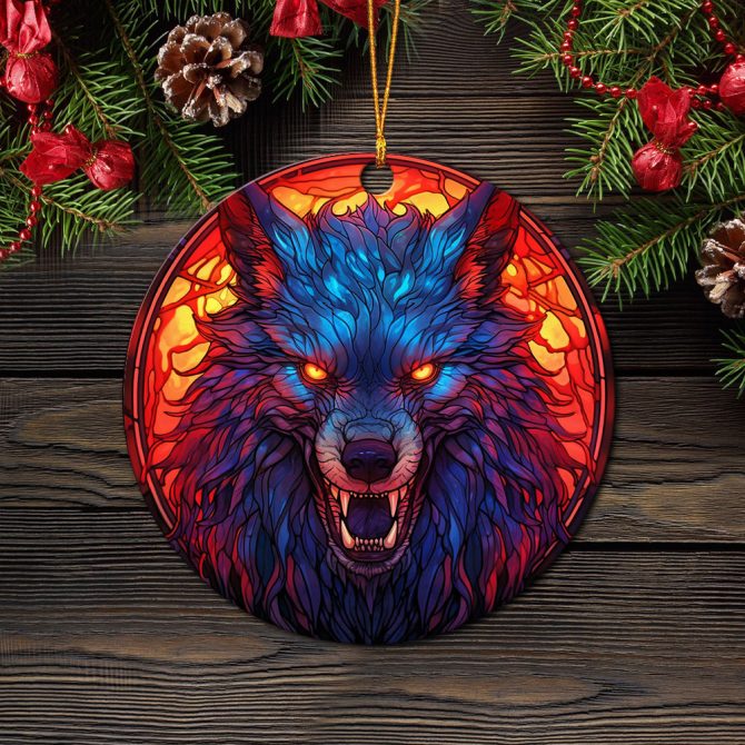 Ceramic Wolf Art In The Style Of Aggressive Ceramic Ornament Perfect Gift For Holiday - Image 2