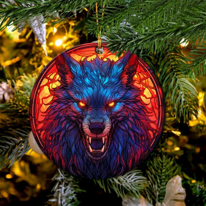 Ceramic Wolf Art In The Style Of Aggressive Ceramic Ornament Perfect Gift For Holiday