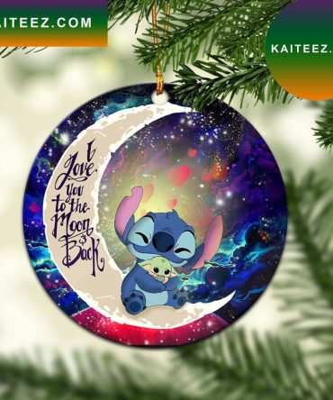 Stitch Hold Baby Yoda Love You To The Moon Galaxy Mica Circle Ornament Perfect Gift For Holiday