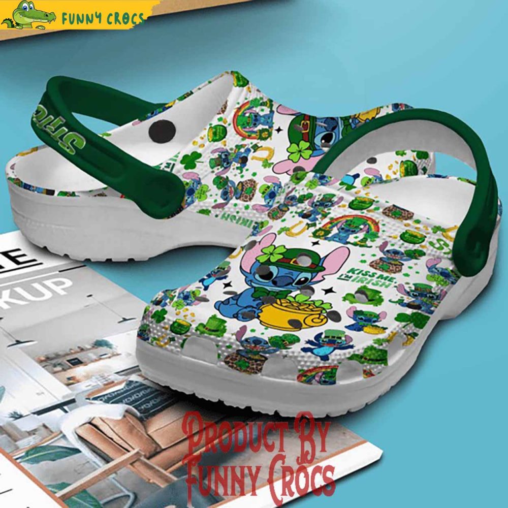 Stitch Kiss Me I'M Irish St Patrick'S Day Crocs Shoes - Discover Comfort And Style Clog Shoes For Family - Image 2