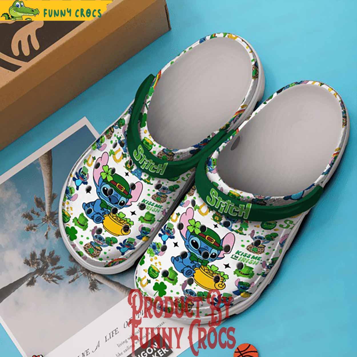 Stitch Kiss Me I'M Irish St Patrick'S Day Crocs Shoes - Discover Comfort And Style Clog Shoes For Family - Image 3